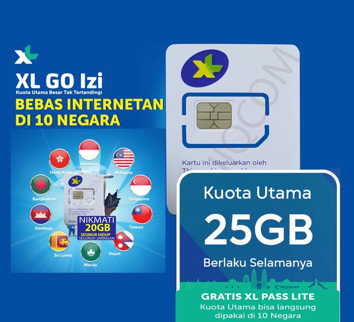 Gambar Kartu Perdana XL GO IZI 25GB Roaming 10 Negara 1th - BLM AKTIF dari Uniq Computer Kota Administrasi Jakarta Barat Tokopedia