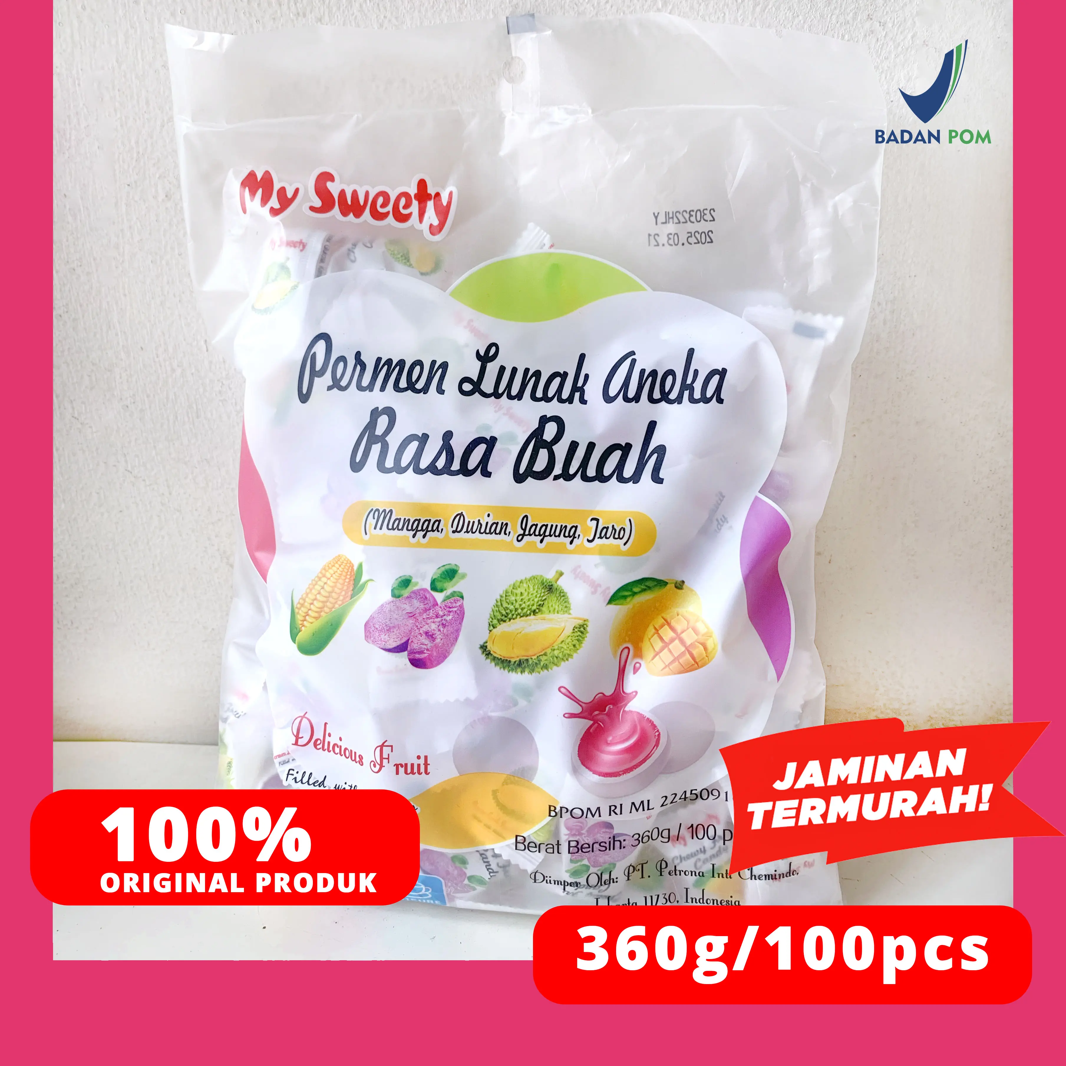 PERMEN SUSU LUNAK ANEKA RASA BUAH 100PCS/360G MYSWEETY