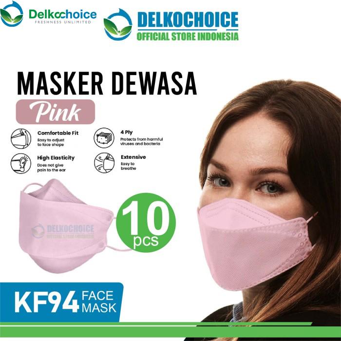 Masker KF94 4PLY 3D Pink Dewasa PACK isi 10pcs DELKOCHOICE FACE MASK