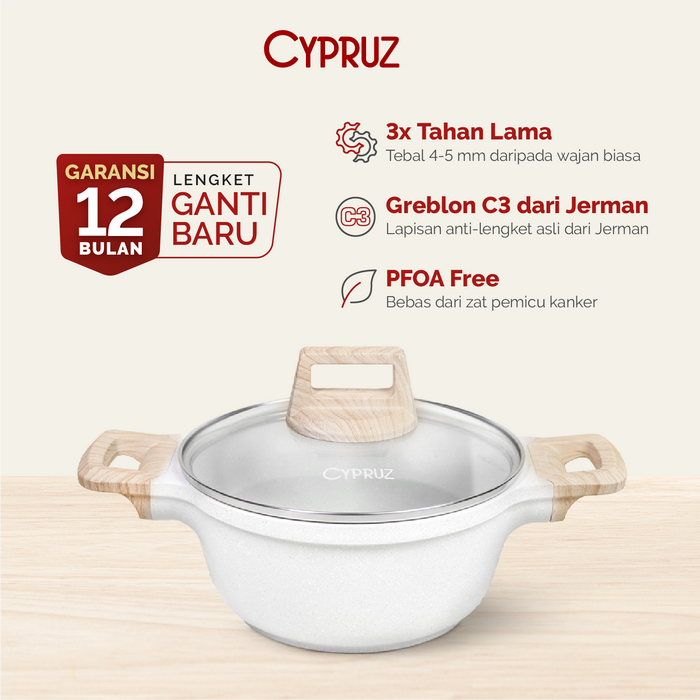 Gambar Cypruz Casserole Pan Stock Pot Panci Anti Lengket White Granit Diecast dari Cypruz Kitchenware Kota Administrasi Jakarta Utara Tokopedia