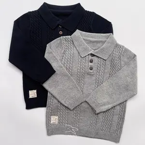 Babyboo Knitwear – Cable Knit Polo Baby Sweater