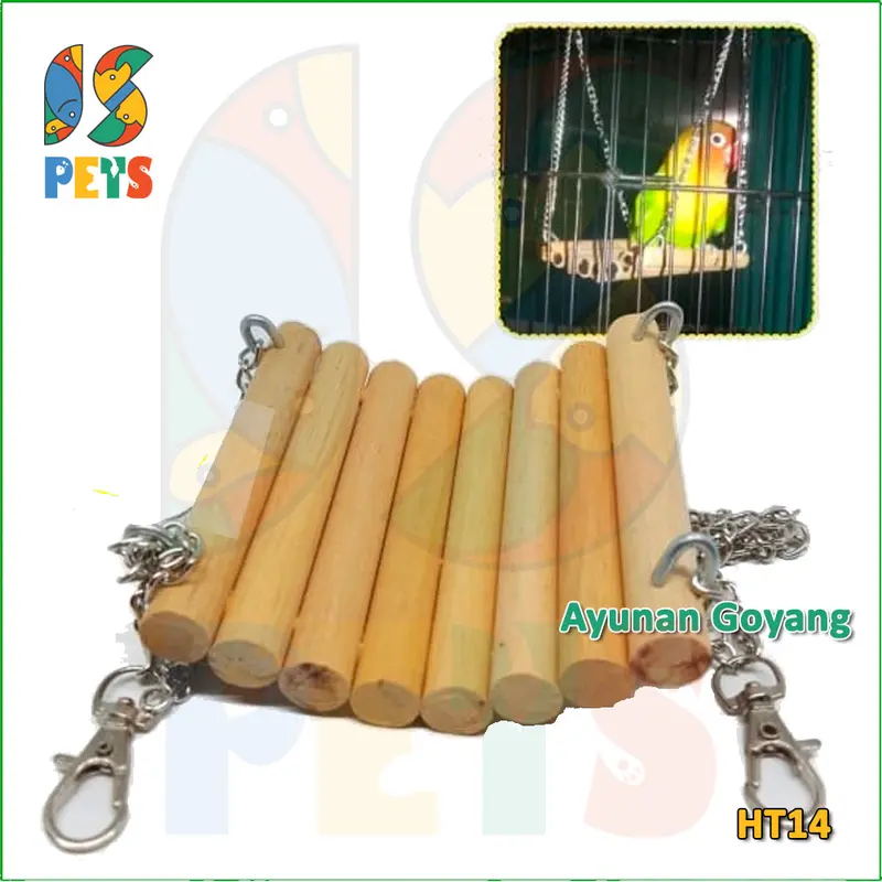 Ayunan Burung Kayu Goyang Mainan Lovebird Hamster Sugar Glider HT14 0