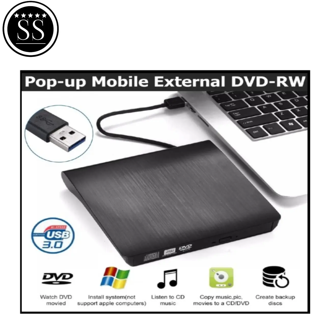 USB 3.0 CD/DVD RW Burner External optical drive CD/DVD RW