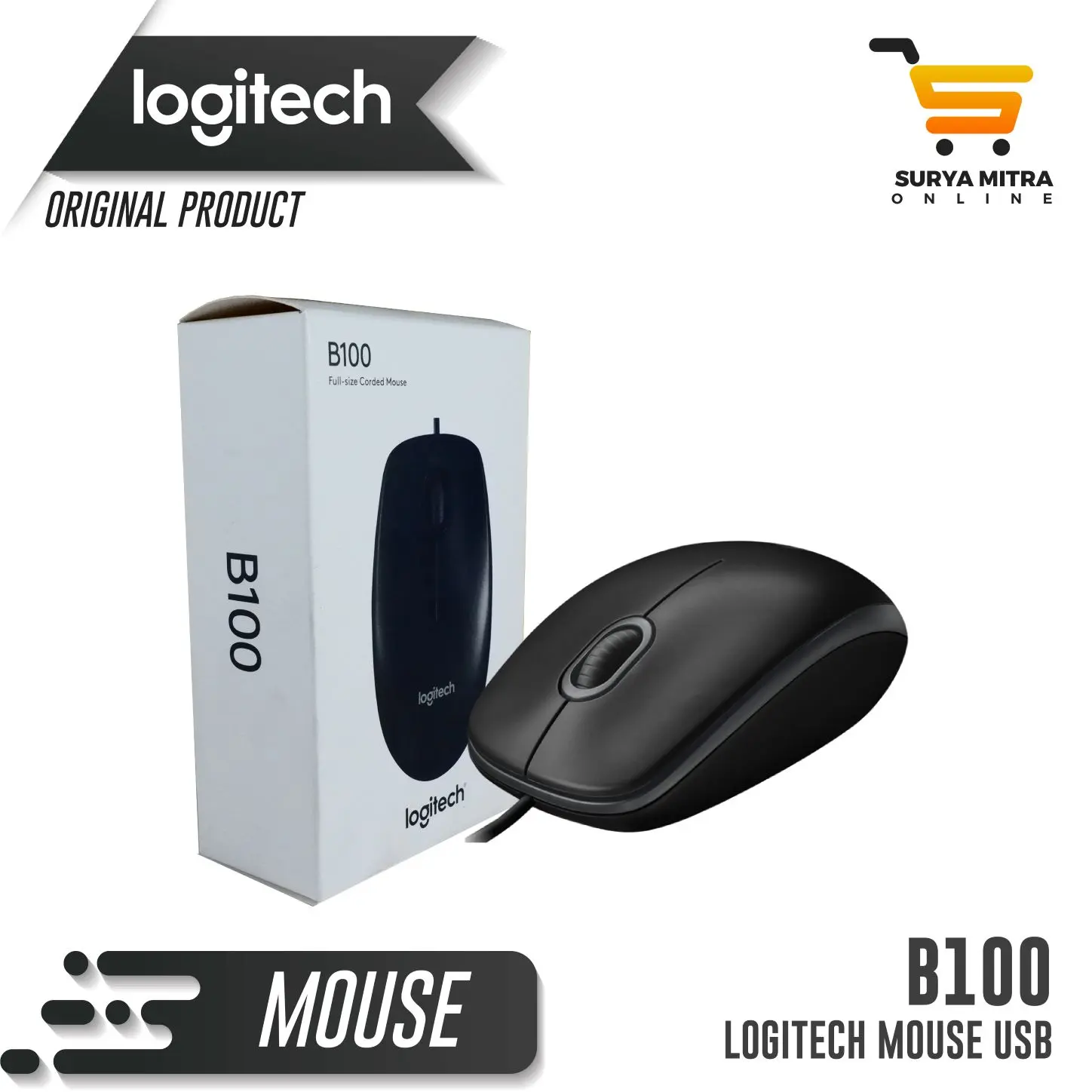 Mouse LOGITECH B100 / B 100 USB Optical Cable