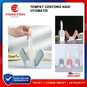 Tempat Centong Nasi OTOMATIS Buka Tutup Bersih Higienis HOLDER Sendok