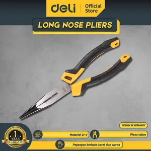 Deli Long Nose Plier / Tang Lancip 8" Chrome PVC Perkakas DL2108Z