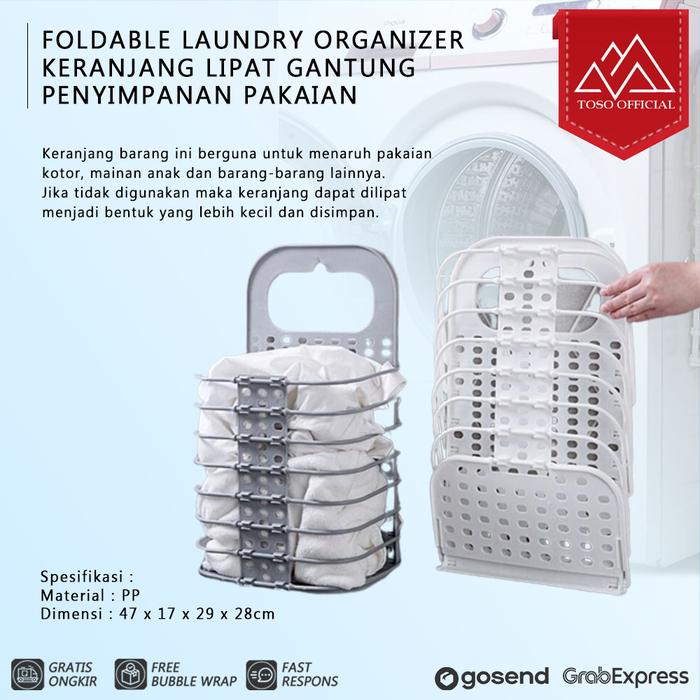 Gambar FOLDABLE LAUNDRY ORGANIZER KERANJANG LIPAT GANTUNG PENYIMPANAN PAKAIAN - Putih dari Toso Mart Kota Administrasi Jakarta Pusat Tokopedia