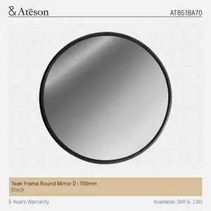 ATESON AT851BA70 Cermin Kamar Mandi Frame Jati Bulat Hitam