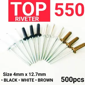 Paku Rivet TOP RIVETER 550 size 4mm x 12.7mm(Coklat/Hitam/Putih)500pcs