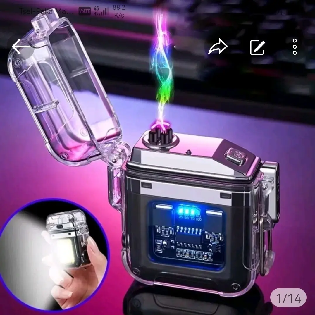 Korek api elektrik listrik senter lampu USB TYPE C TAHAN AIR Torch sen