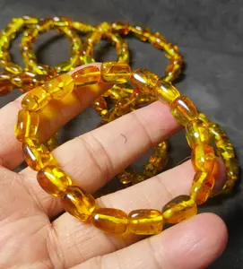 Bracelet / Gelang Natural Amber PieBald 7-10 x 10-13 mm TOP GRADE