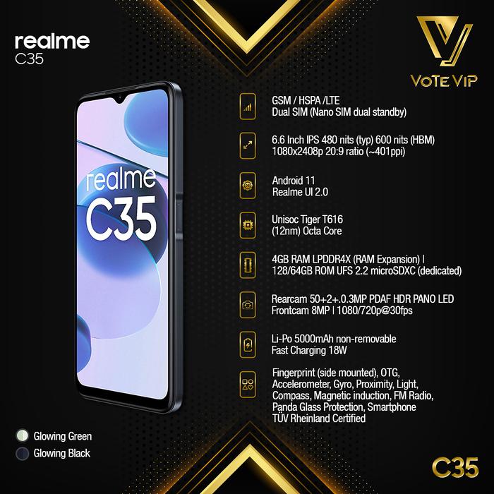 Gambar Realme C35 4/128 Garansi Resmi Realme Indonesia dari Ponselnesia Kota Administrasi Jakarta Selatan Tokopedia