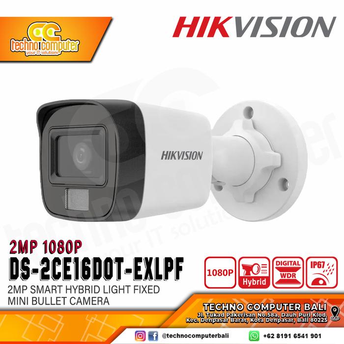 Gambar HIKVISION DS-2CE16D0T-EXLPF 2MP Dual-Light OUTDOOR Analog Camera CCTV dari Techno Computer Bali Kota Denpasar Tokopedia