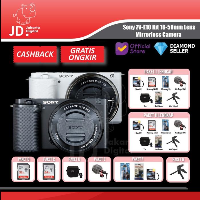 Gambar Sony ZV-E10 Kit 16-50mm Lens Mirrorless Camera - Sony ZV E10 ZVE10 Kamera - STANDARD, BLACK BODY ONLY dari Jakarta Digital 8 Kota Administrasi Jakarta Pusat Tokopedia