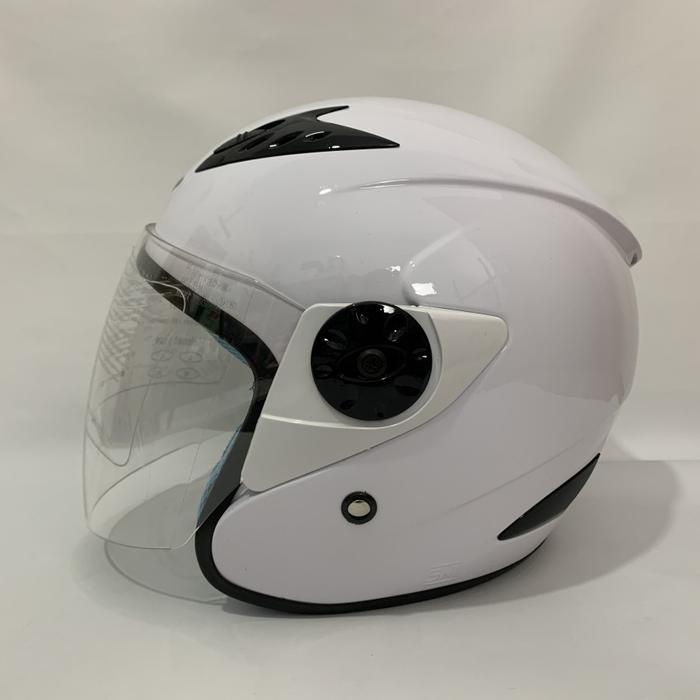 Gambar Helm Vision 2 Polos Putih Glossy Solid Helm Dewasa SNI - Kaca Silver dari frando helm Kota Administrasi Jakarta Utara Tokopedia