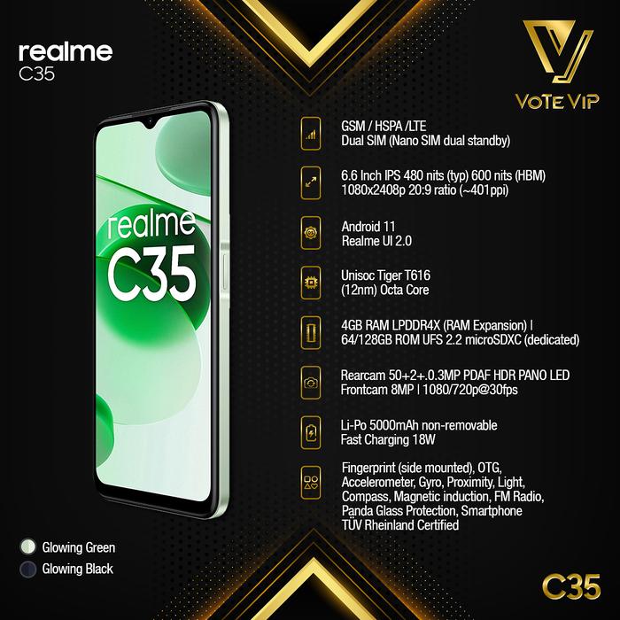 Gambar Realme C35 4/64 Garansi Resmi Realme Indonesia dari Ponselnesia Kota Administrasi Jakarta Selatan Tokopedia