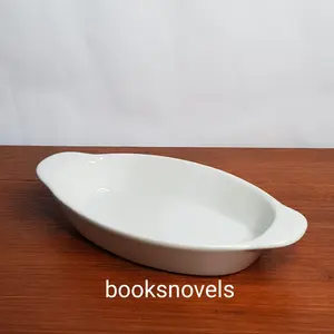 Mangkok Banana Split Bowl Dish Keramik Siera Putih Porcelain Oval Saji