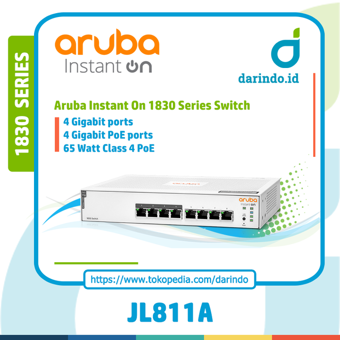 Jual Aruba Instant On 1830 8G 4p Class4 PoE 65W Switch [JL811A