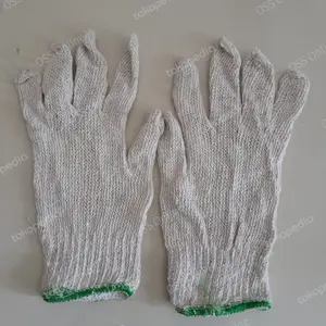 SARUNG TANGAN KERJA KEBUN PERTUKANGAN KAIN GLOVE PUTIH LIS HIJAU