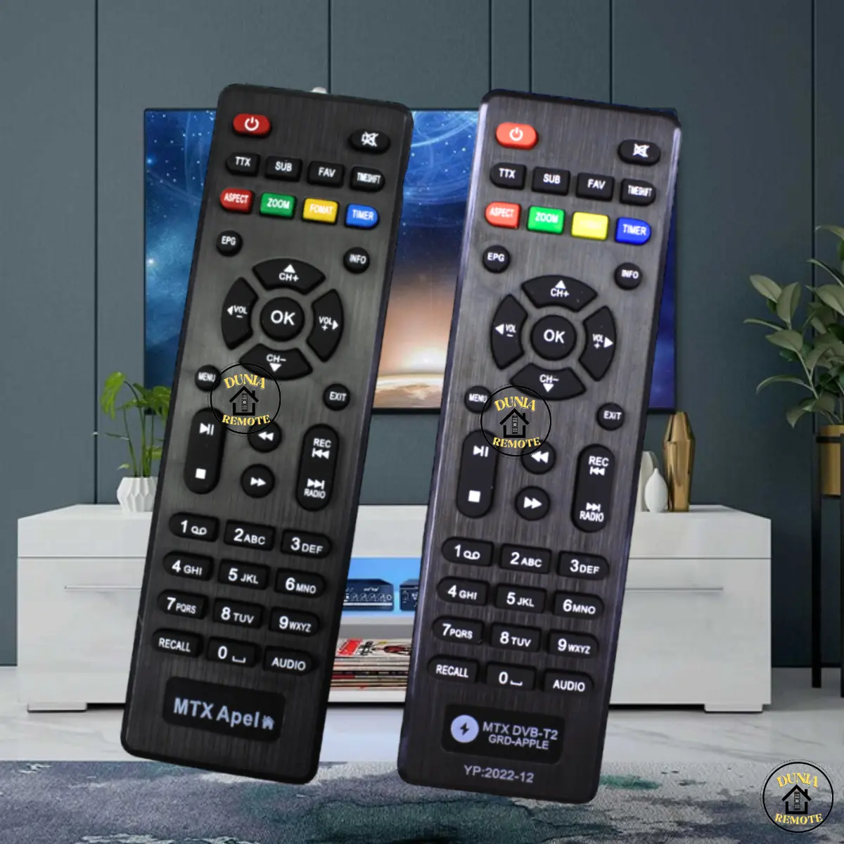 Remot Remote Set Top Box Matrix Apple HD DVB T2 Merah tanpa setting