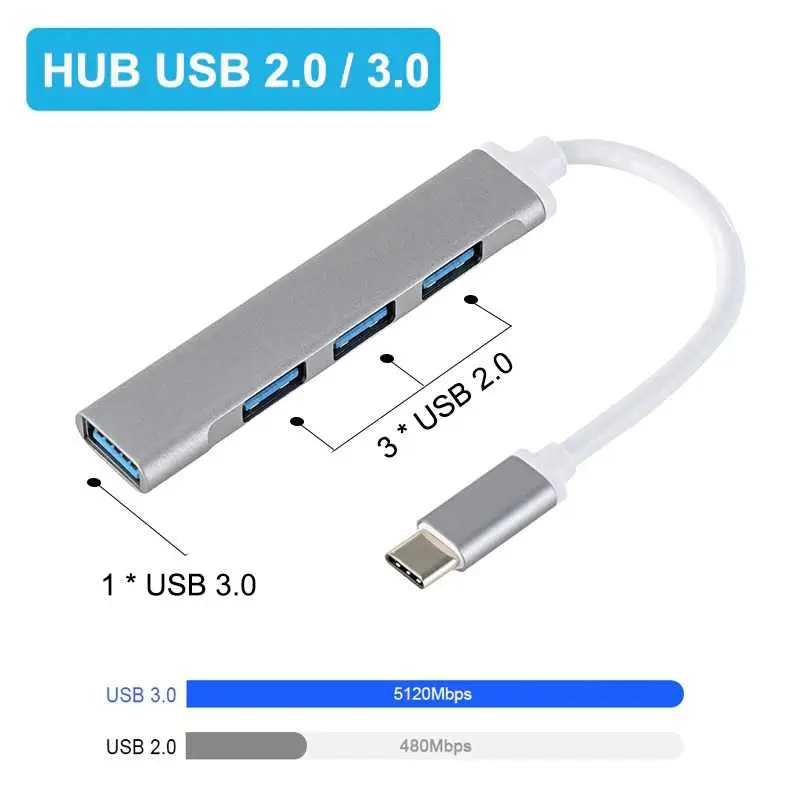 USB Hub Type C Converter 3.0 4 Port C809 5