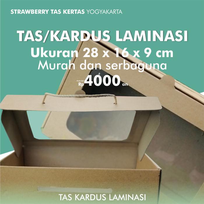 Gambar Kotak Dus Kardus Buah Jendela Mika dengan Tali Kertas 28 x 16 x 8 dari Rahmah Tas Kertas dan Kemasan Kab. Sleman Tokopedia