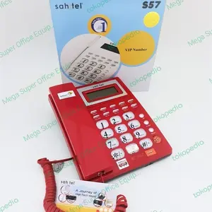 Telepon Kabel Sahitel S57 Telpon Meja Rumah/Kantor Sahitel S-57 Red Lcd