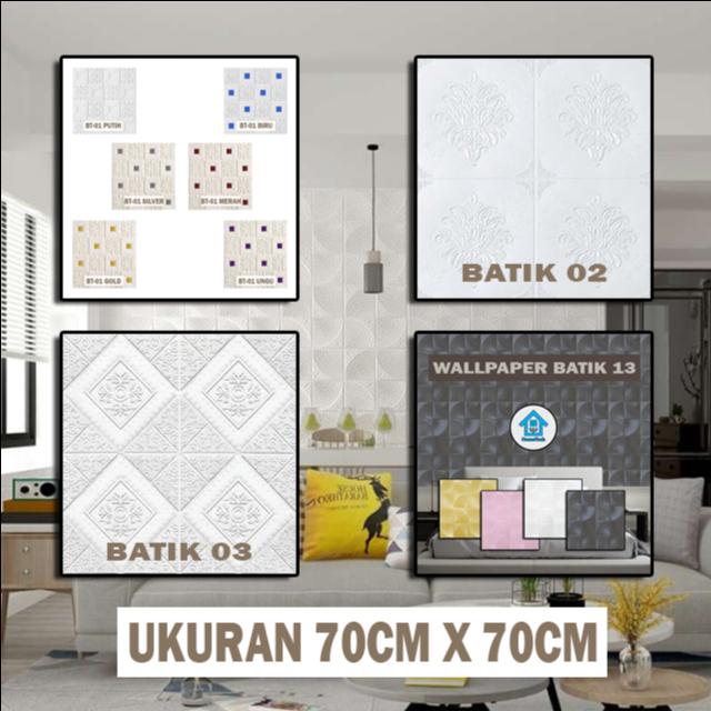 (COD) HT Wallpaper Foam Motif Batik Premium Wall Paper Sticker Dinding ...