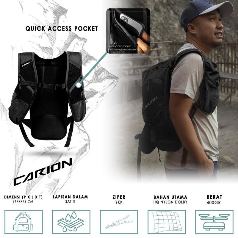 Tas Ransel Hydropack Sepeda Running Trail Carion Almo Black Bag 3