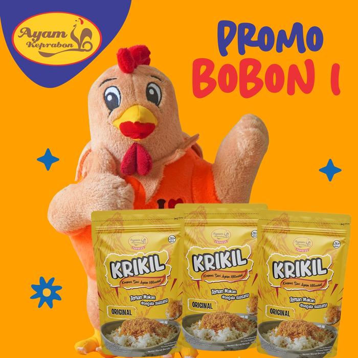 Gambar KRIKIL - Kremes Ayam Keprabon Rasa Original (100 Gr) & Boneka ABON - PROMO BOBON 1 dari Ayam Keprabon Kab. Sukoharjo 5 Tokopedia