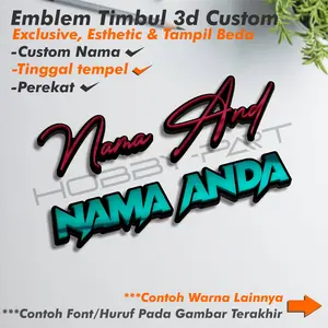 Emblem Timbul 3d Custom Nama Laser Cutting Car Motorcycle