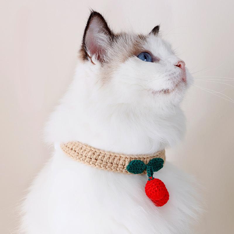 Kalung Kucing Anjing Rajut Cherry 4