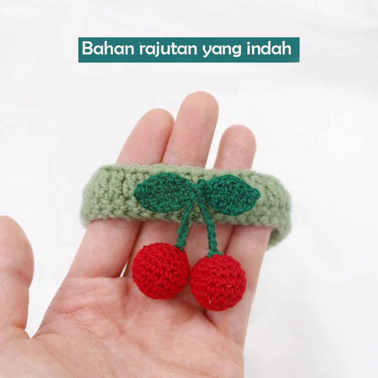 Kalung Kucing Anjing Rajut Cherry 1