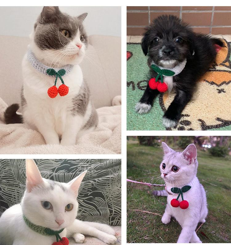 Kalung Kucing Anjing Rajut Cherry 3