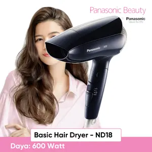 Panasonic Pengering Rambut Basic Hair Dryer EH ND18 Biru Tua 600 Watt Turbo Mode Fleksibel 3 Setting Pengeringan Cepat Garansi 1 Tahun