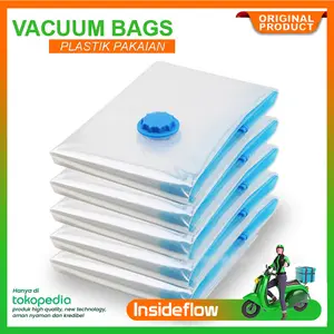 Paket 5 Pcs Tambahan Plastik Vacum Baju Vacuum Vakum Bag Simpan Pakaian Travel Bag Laundry
