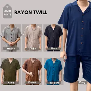 Baju Tidur Pria Rayon Twill / Setelan Piyama Pria Polos / Kemeja Polos