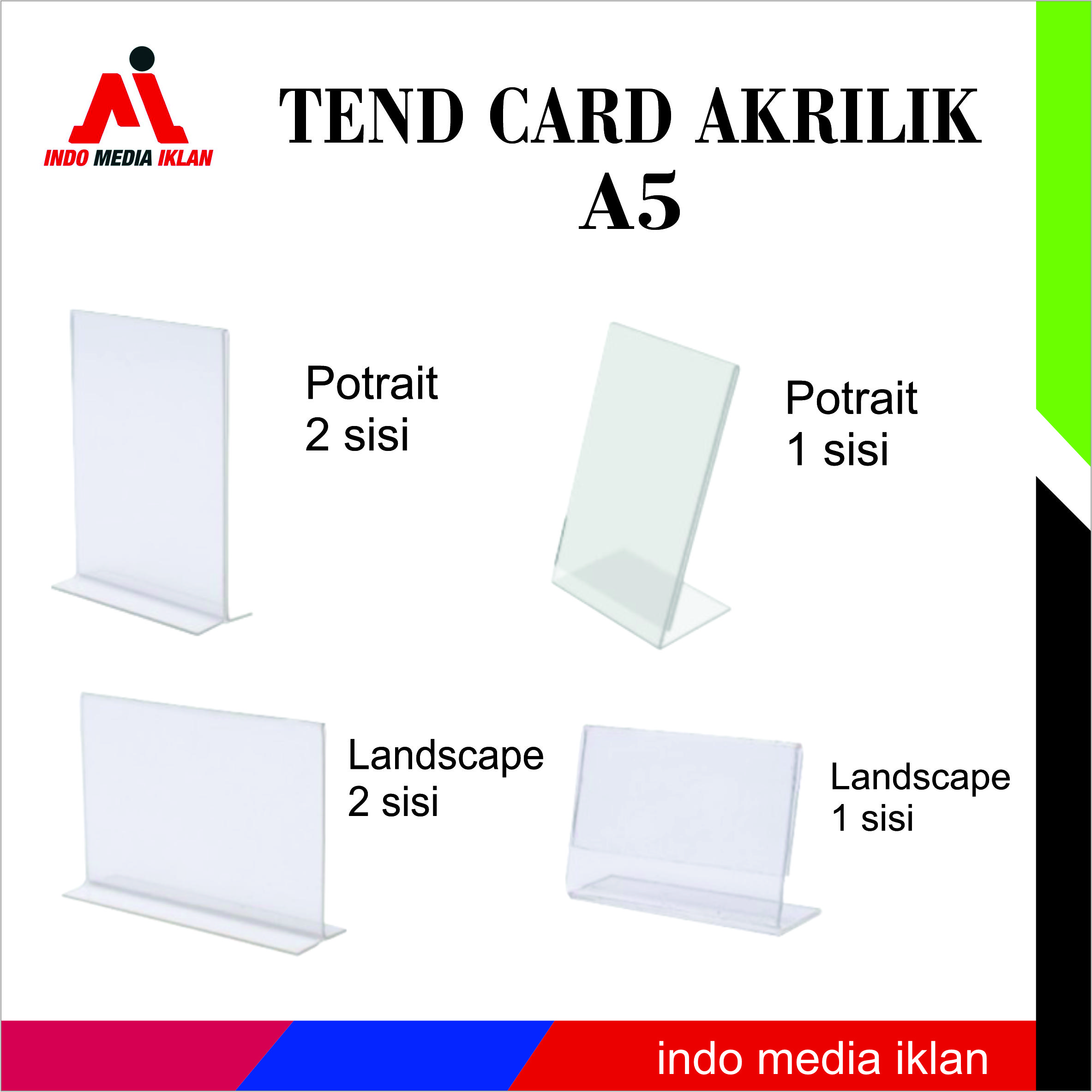Tent Card akrilik Ukuran A5 ,murah