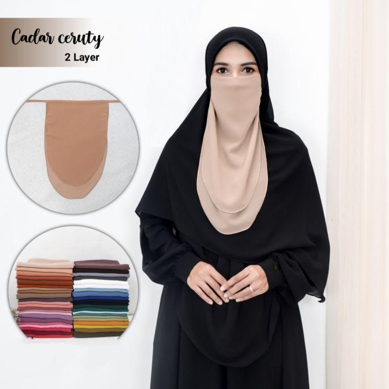 Sumber Cadar Tali 2 Layer 40x35 Bahan Diamond Ceruty Niqab Best seller 0