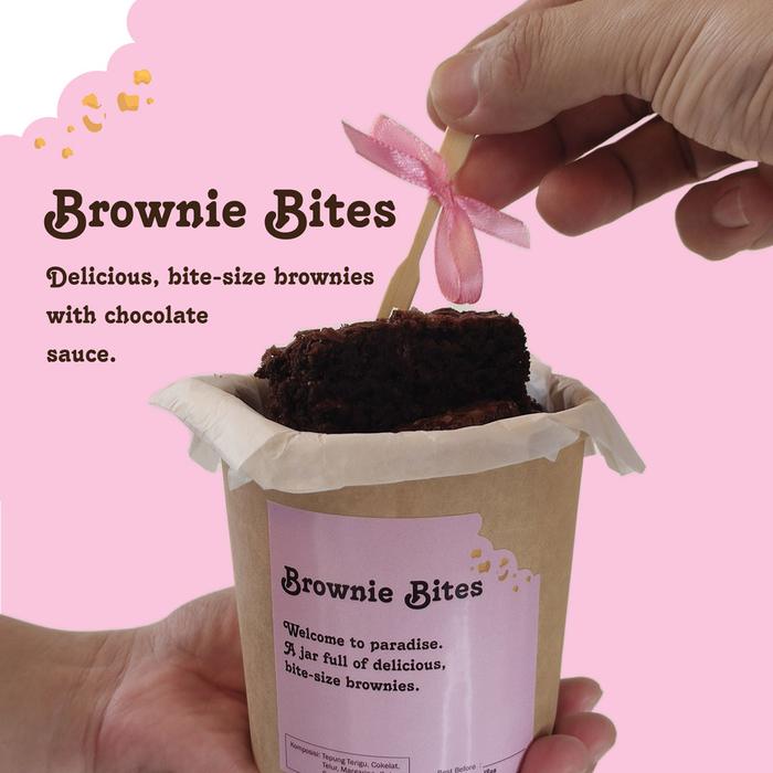 Gambar Brownie Bites dengan chocolate sauce cup 12 oz dan 26 oz dari Pinki Pie Kota Tangerang Tokopedia