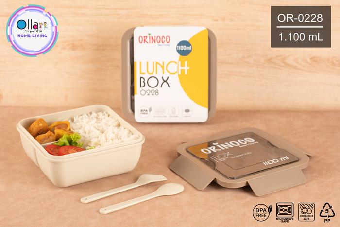 Gambar Kotak Bekal Makan OR-0228 Sekat 2 Anti Tumpah Free Sendok Garpu 1100Ml dari Ollahomeliving Kota Bogor Tokopedia