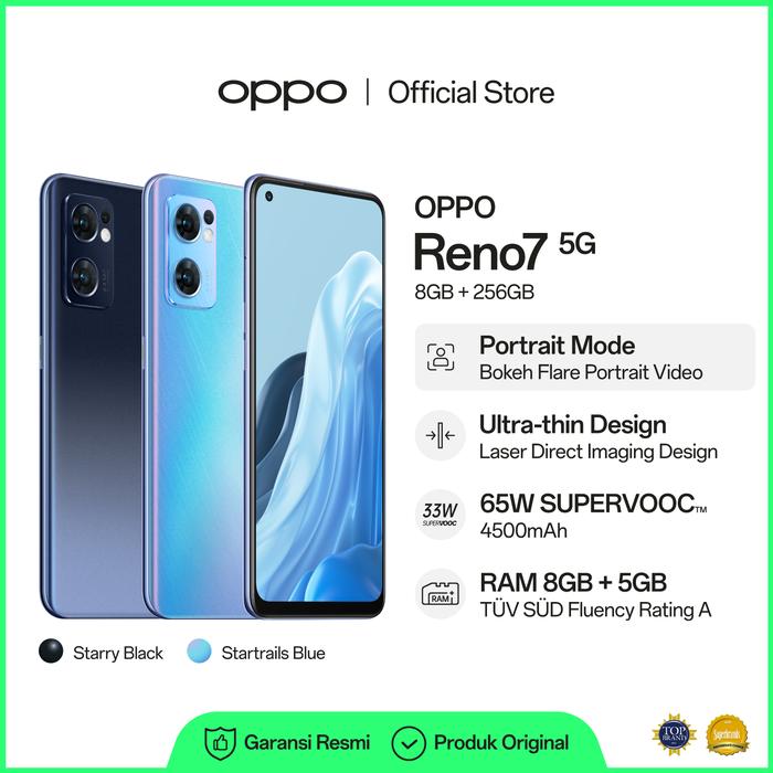Gambar OPPO Reno7 5G 8GB/256GB Smartphone (Garansi Resmi) dari OPPO Store Indonesia Kota Tangerang Tokopedia