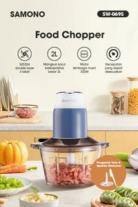 Gambar SAMONO Chopper Makanan 350 watt 4 Pisau Mangkok Kaca Food Grade SW069S - Chopper dari samonomart.id Kab. Tangerang 3 Tokopedia