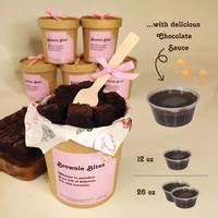 Gambar Brownie Bites dengan chocolate sauce cup 12 oz dan 26 oz dari Pinki Pie Kota Tangerang 2 Tokopedia