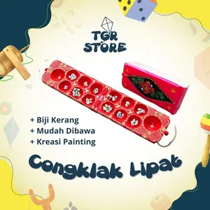 Permainan Tradisional Congklak Kayu Model Lipat Bermotif