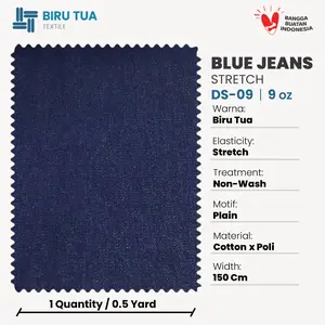 Bahan Blue Jeans | 9 Oz Stretch / Kain Denim / Kain Kemeja Denim Biru