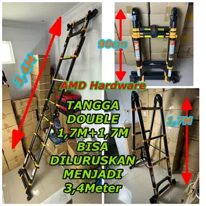 Tangga Teleskopik Double 1,7M+1.7M Aluminium Ladder Telescopic 3.4 M