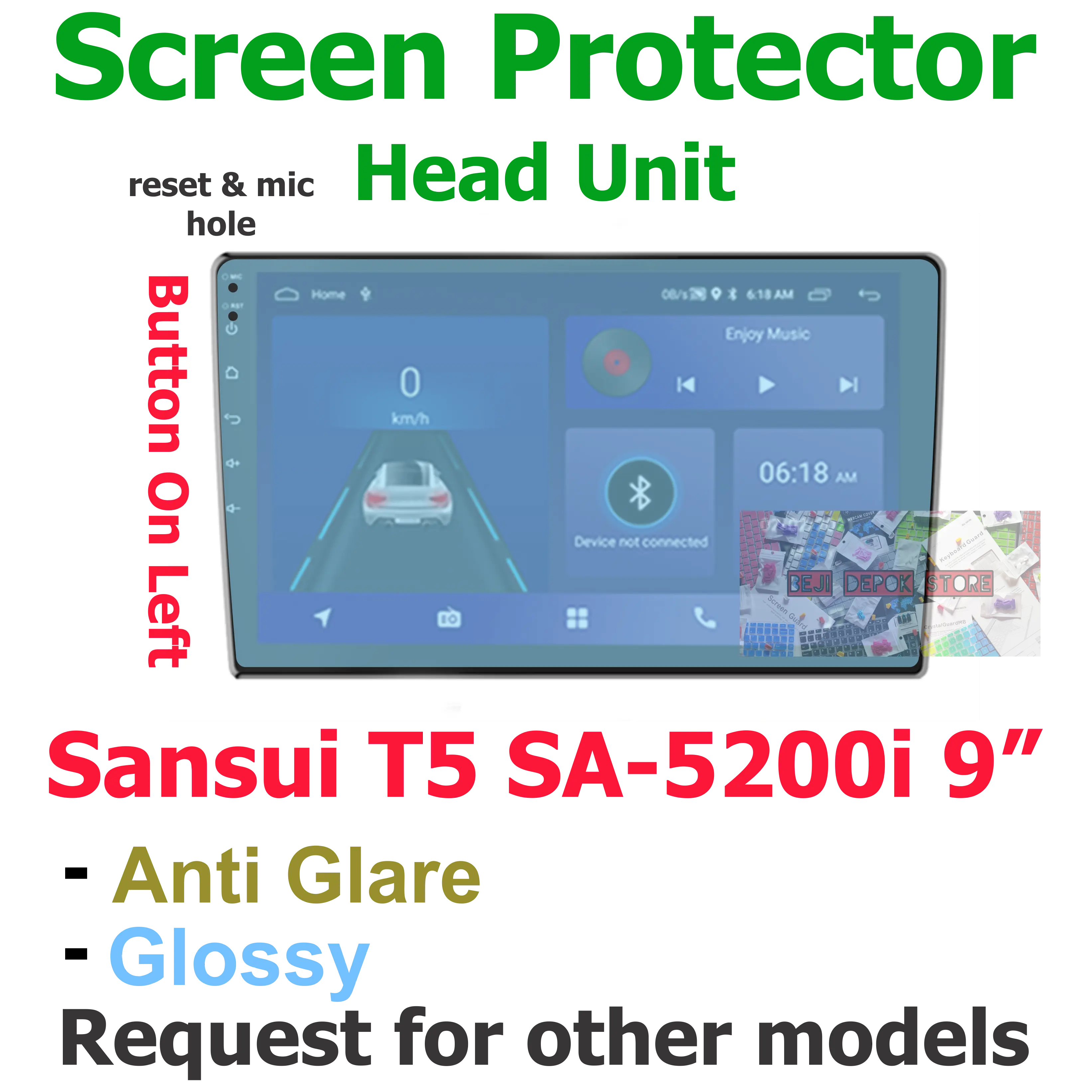 Sansui SA-5200i 9 inch Head Unit Android Screen Protector Guard Left B