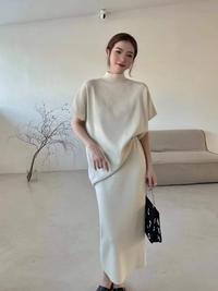 Gambar Knit Set - High Neck Top & Skirt - caramel dari Prettyinpastel28 Kota Administrasi Jakarta Selatan 3 Tokopedia
