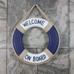 Dekorasi Dinding Papan Welcome Tema Laut Model Pelampung Home Decor